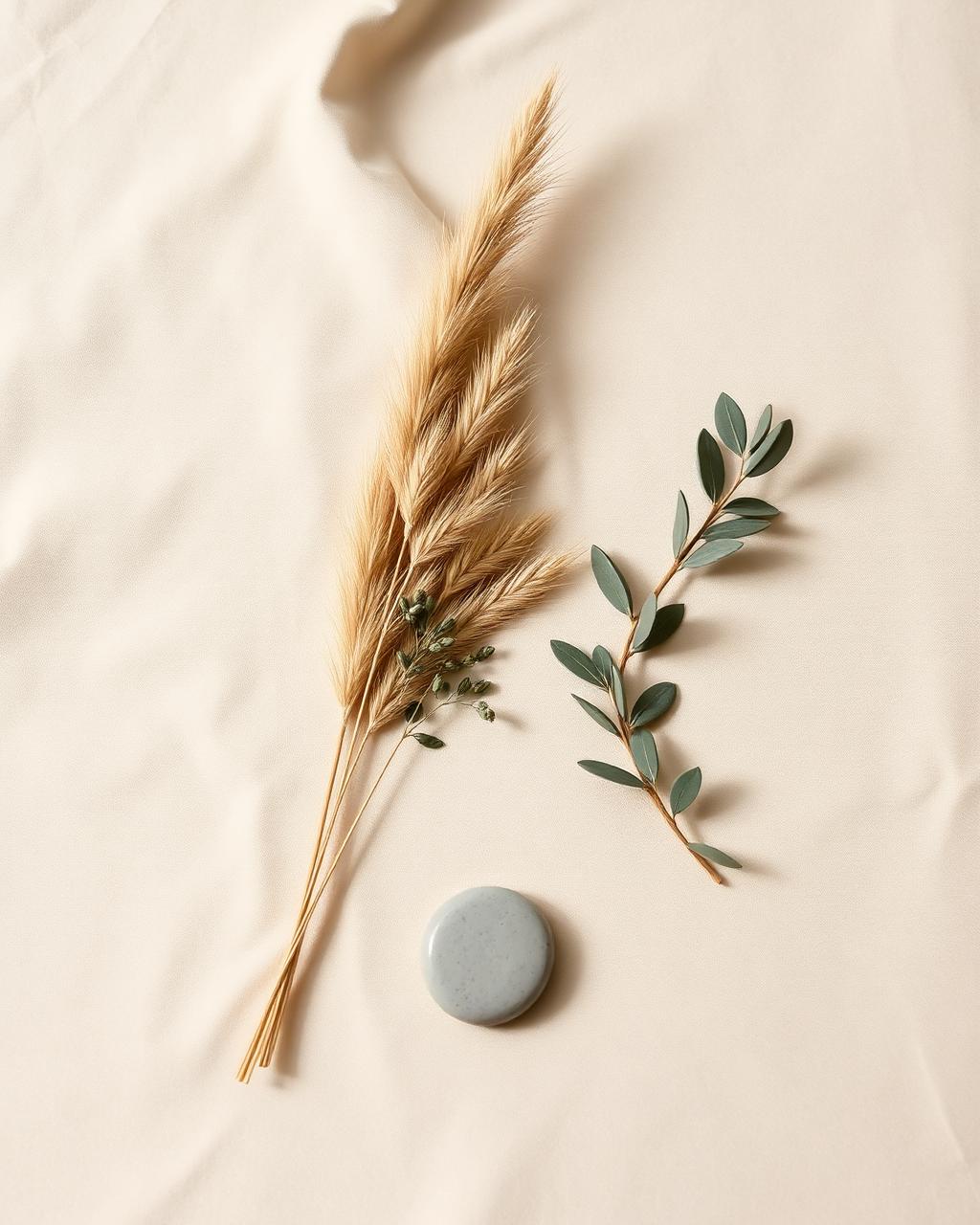 Calm holistic still life with eucalyptus and stone